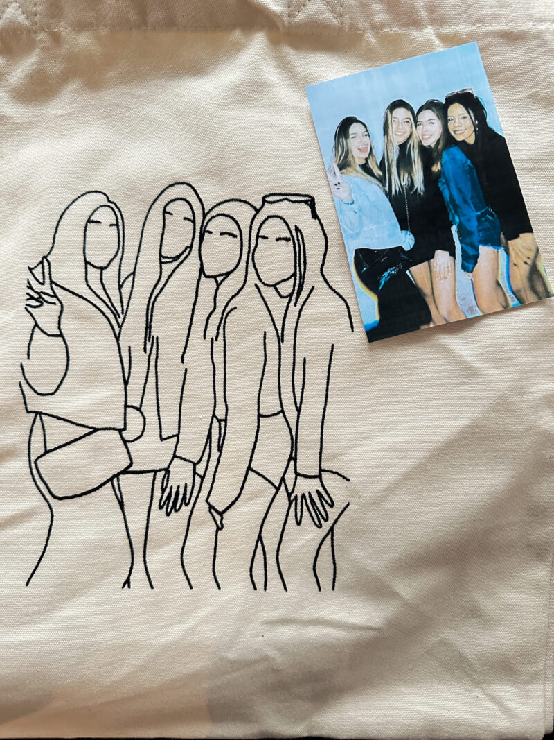 Canvas shopper met lijntekening van je eigen foto - Afbeelding 2