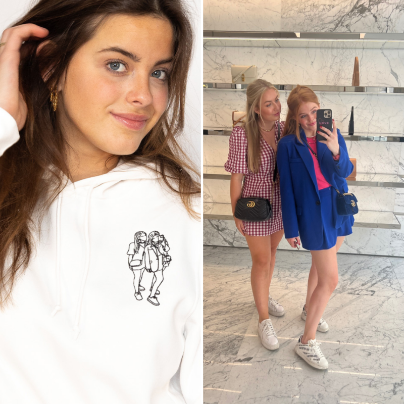 Gepersonaliseerde hoodie lijntekening van je eigen foto borst - Afbeelding 4