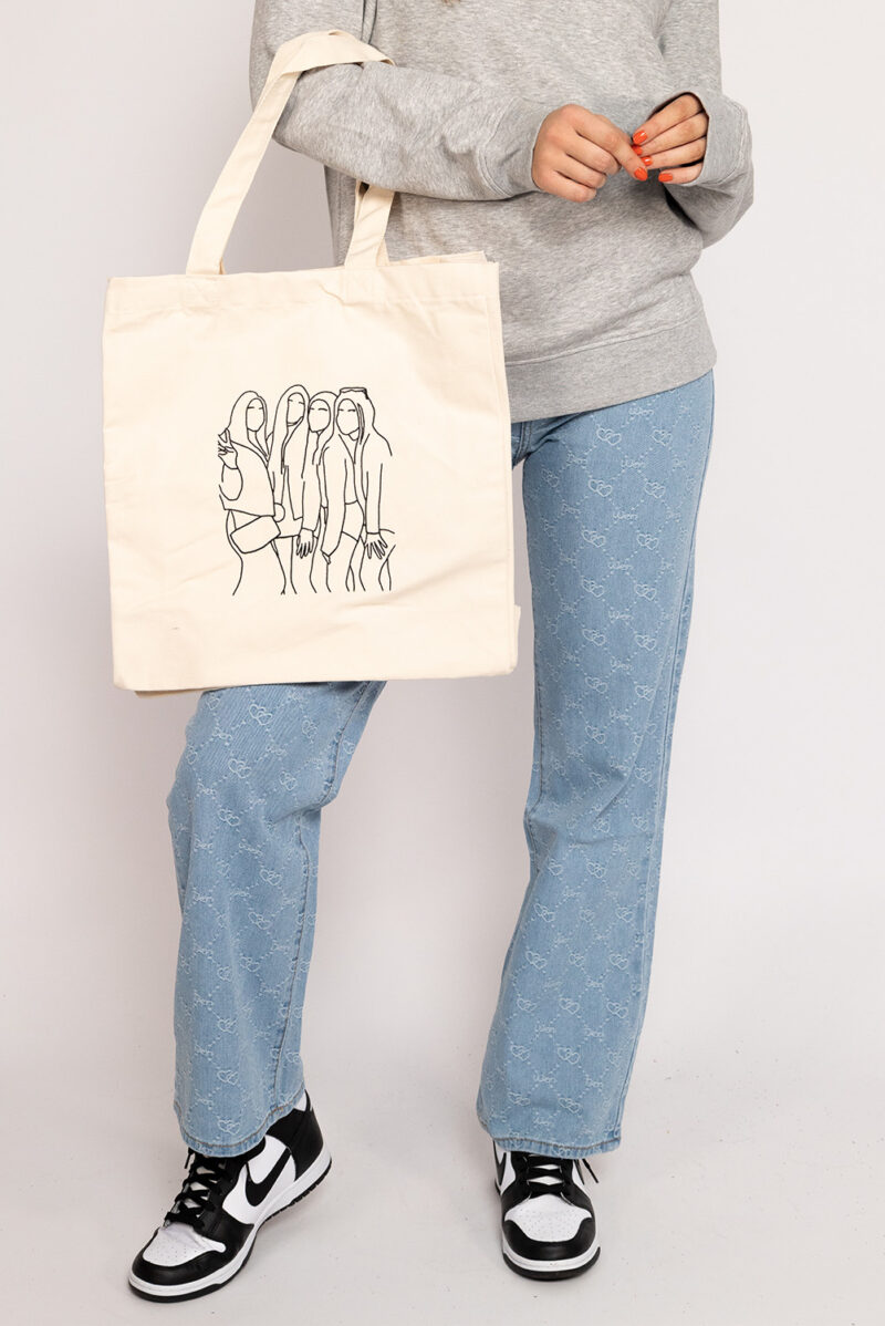Canvas shopper met lijntekening van je eigen foto - Afbeelding 4