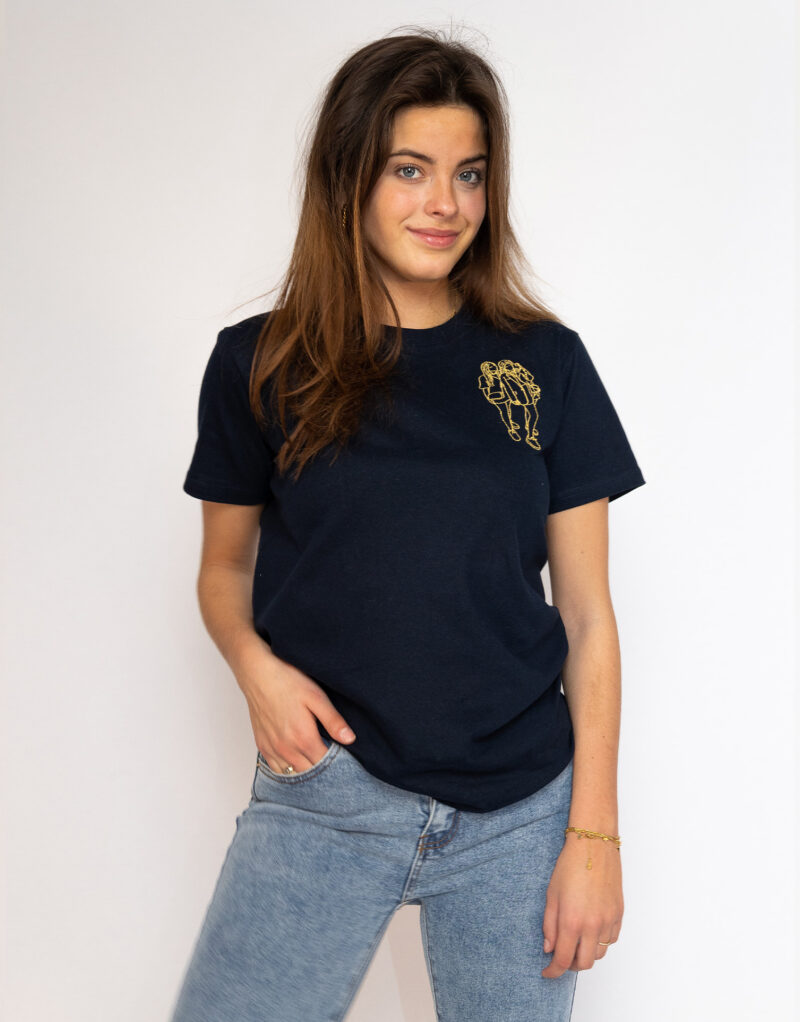 Gepersonaliseerd T-shirt lijntekening van je eigen foto borst
