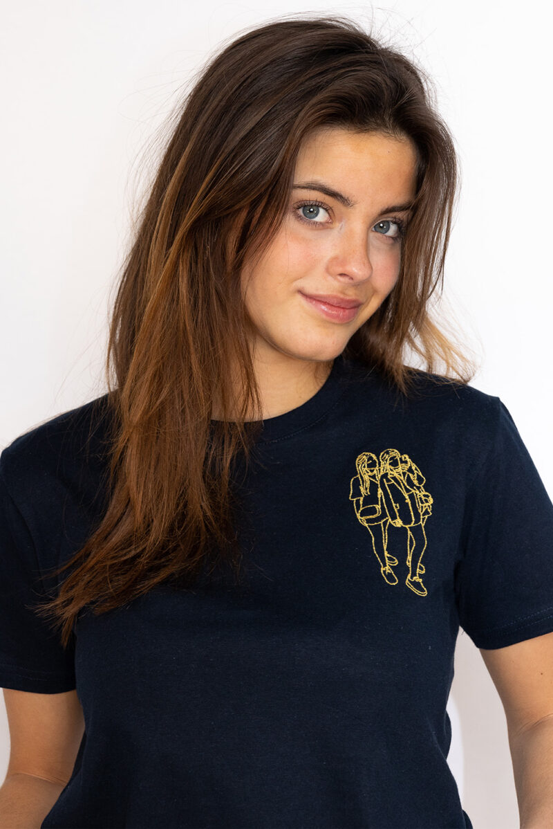 Gepersonaliseerd T-shirt lijntekening van je eigen foto borst - Afbeelding 2