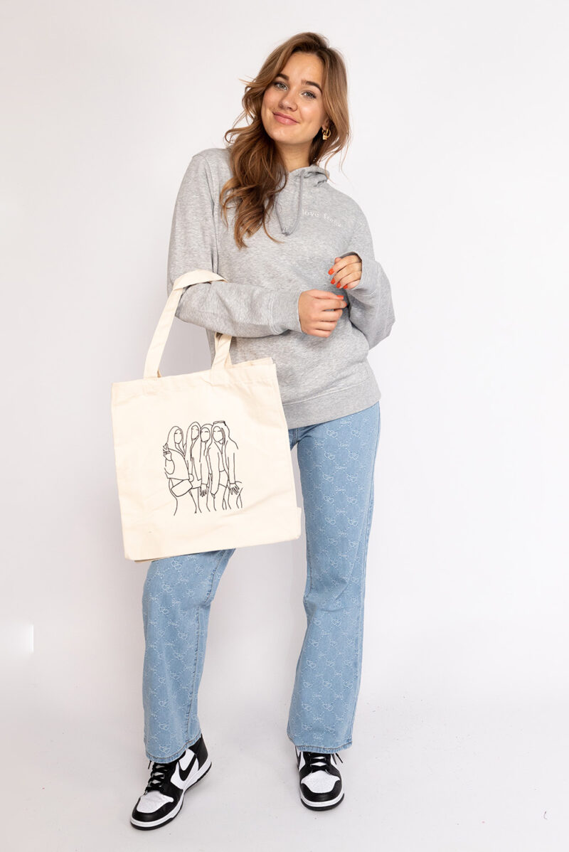 Canvas shopper met lijntekening van je eigen foto - Afbeelding 3